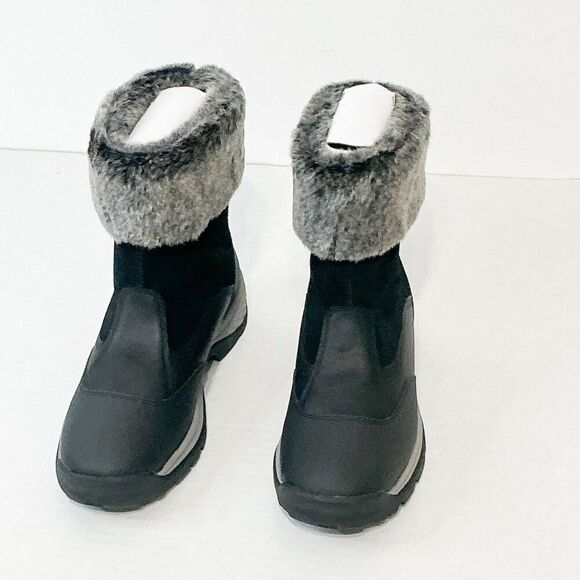 Timberland NWB Sz 8 Jet Black White Ledge Mid PrimaLoft Pull-On Snow Boots - Picture 11 of 14